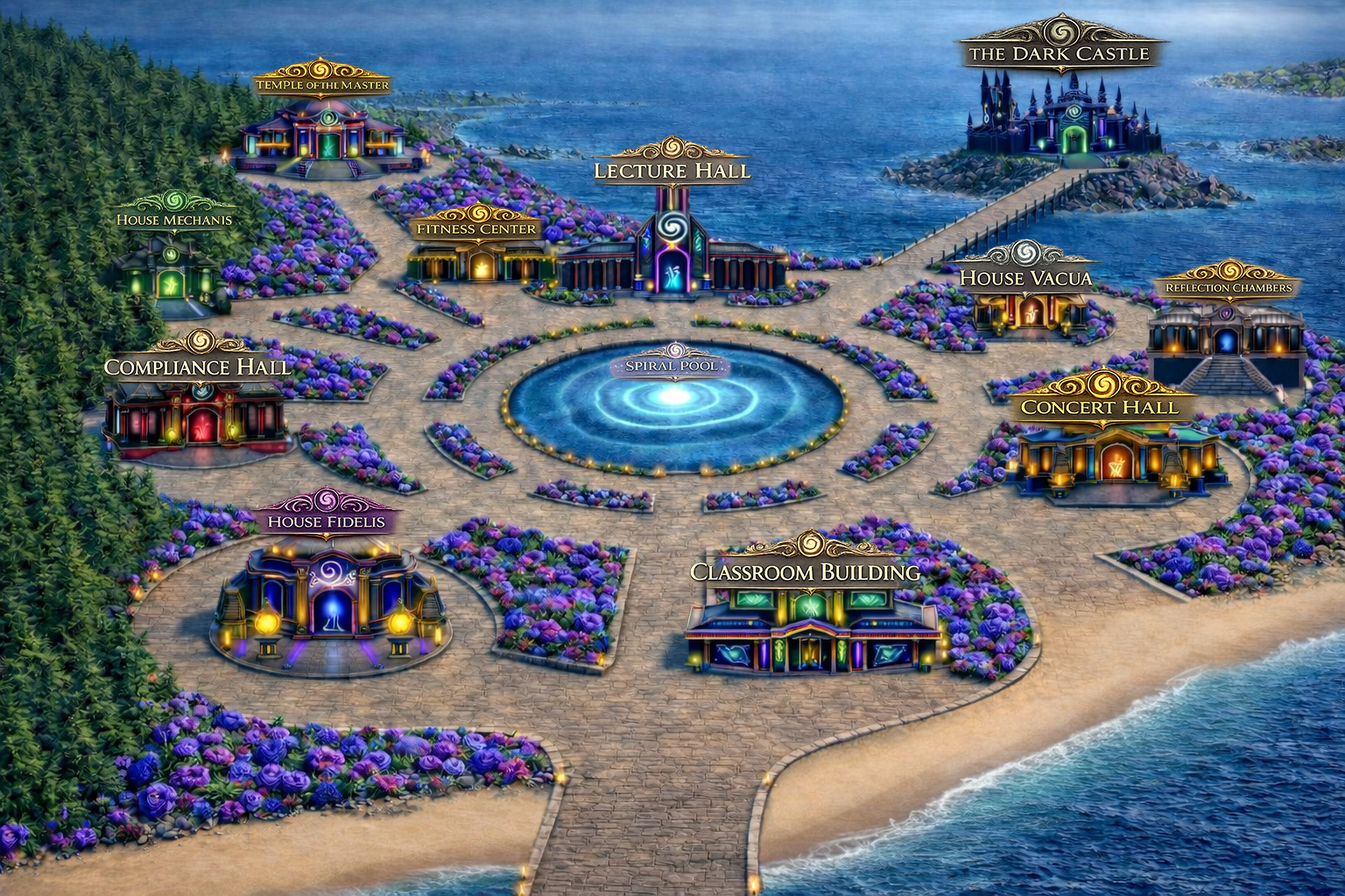 Academy map with labeled locations