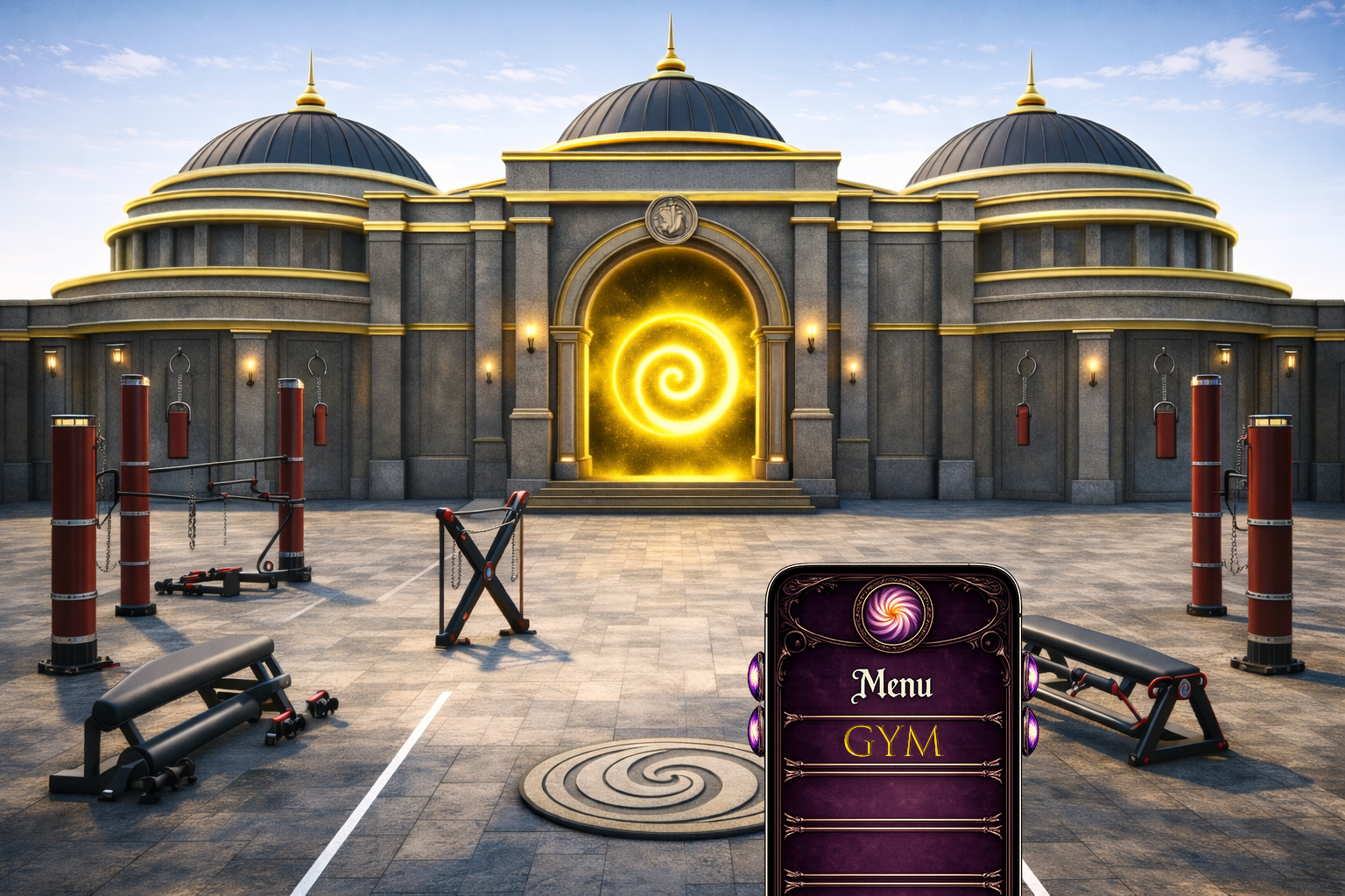 Gym / Fitness Center with menu