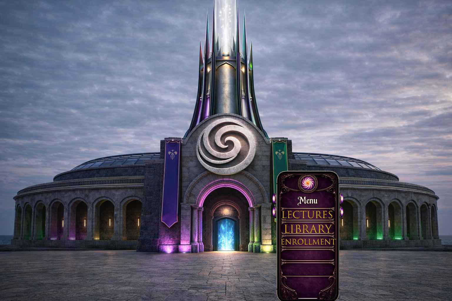 Lecture Hall / Library / Entry Hall with menu