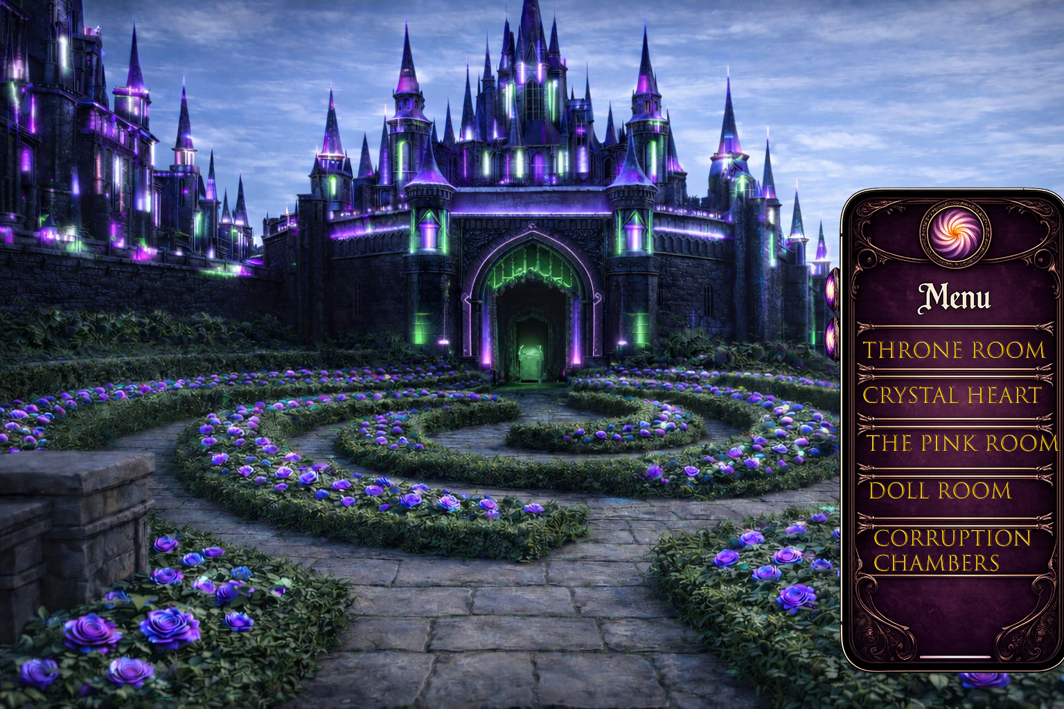 Dark Castle entry with menu